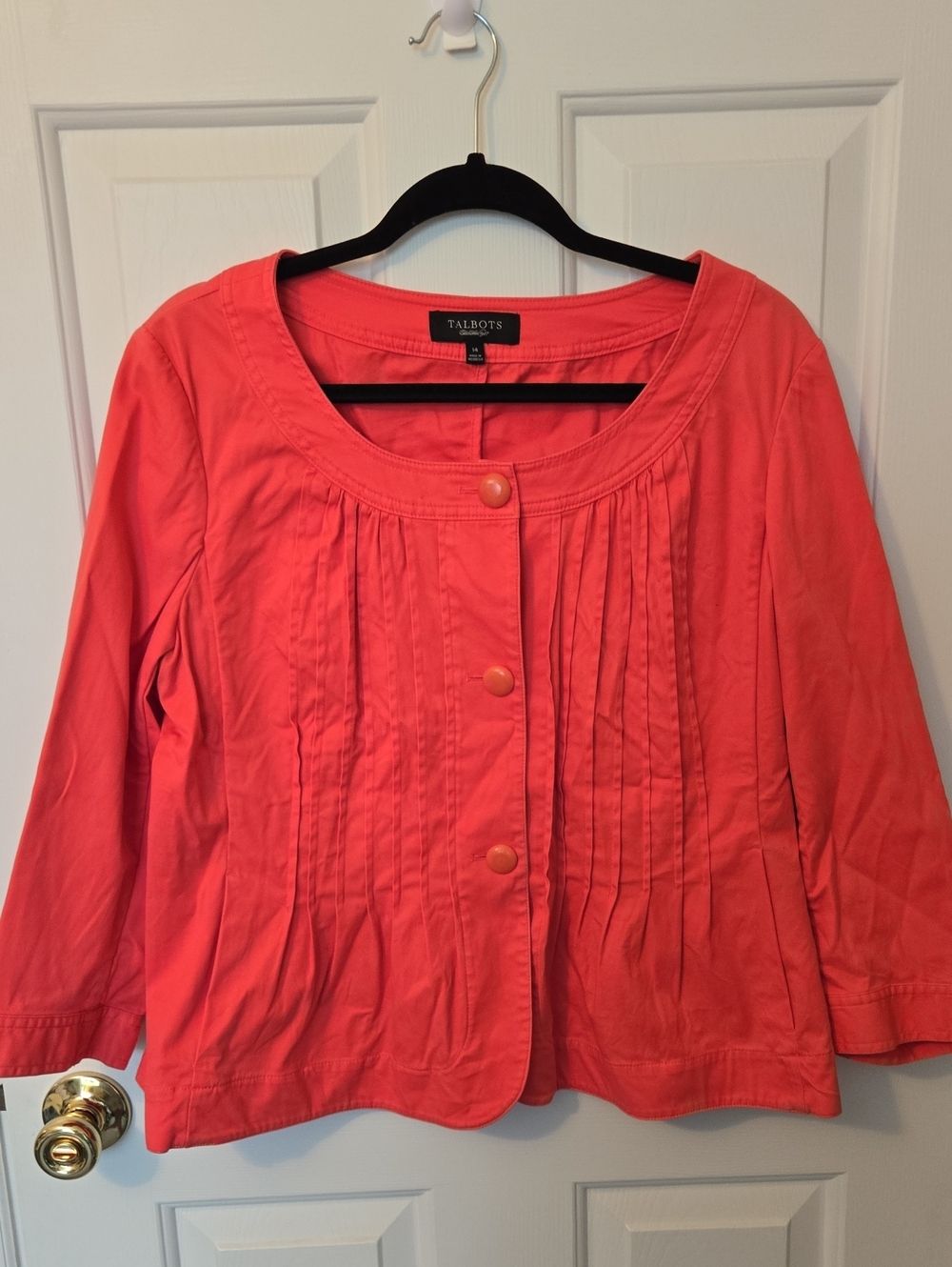 Talbots Coral Button-Front Pleated Women's Jacket- Size 14